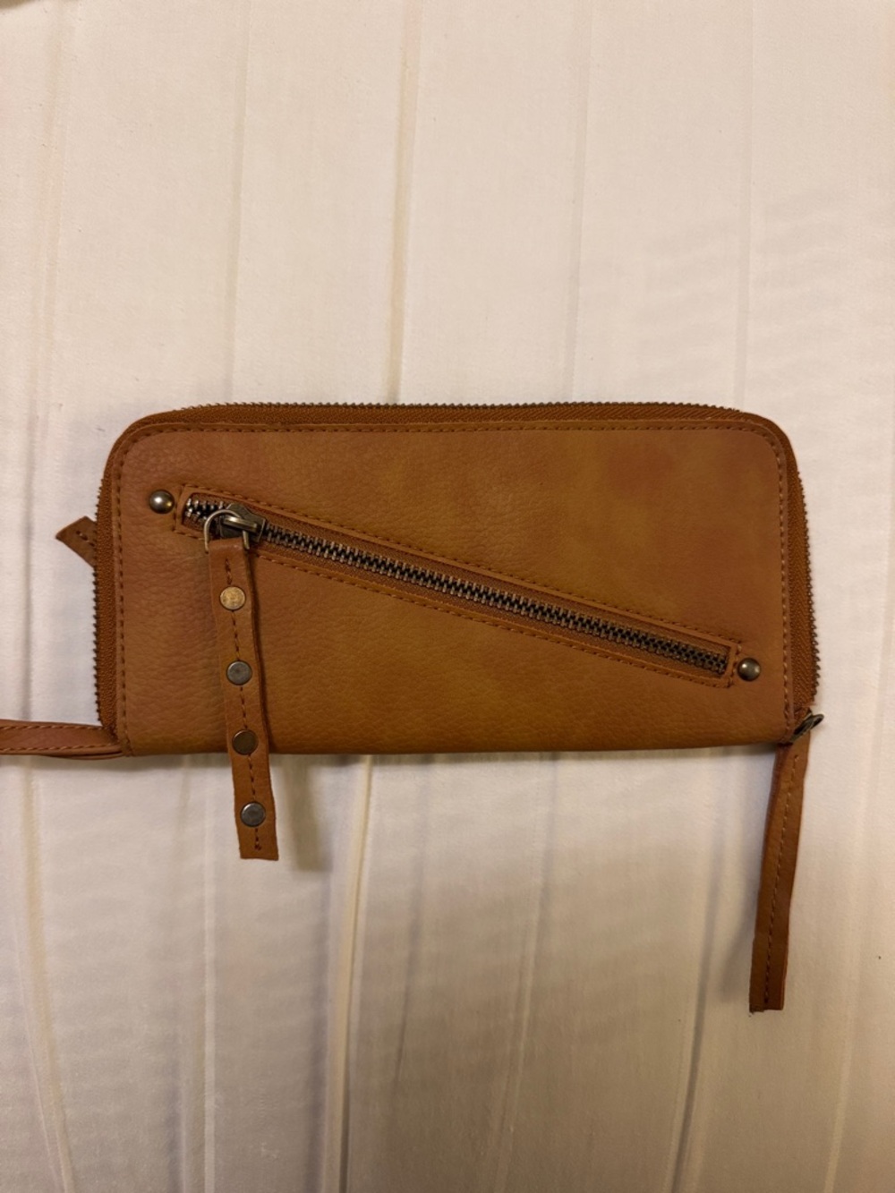 Free People Distressed Brown Vegan Leather Wristlet Wallet